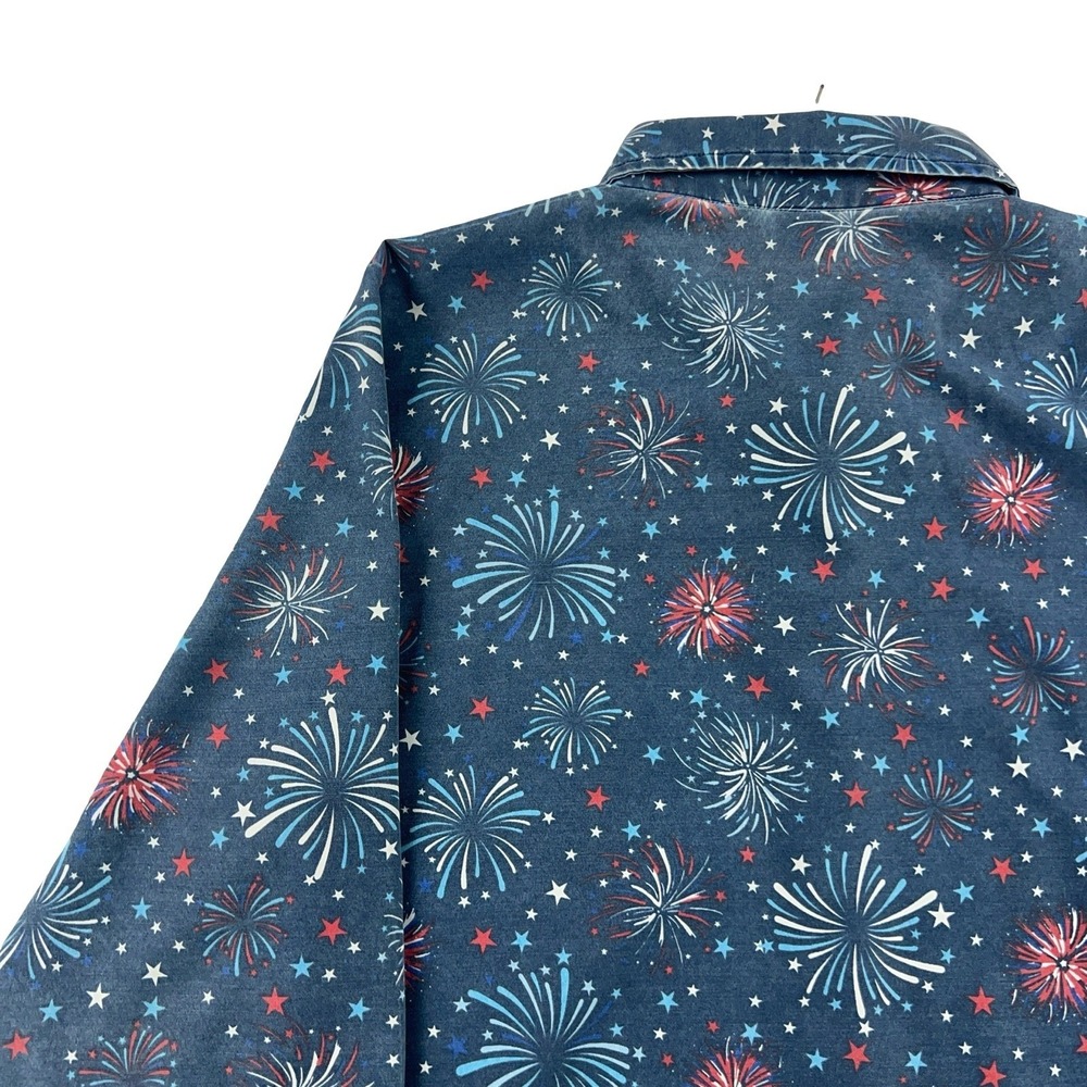 Blair Button Up Shirt Women Large Blue Fireworks Patriotic 3/4 Sleeve Top - Picture 8 of 11